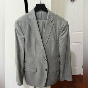 Versace Light Gray Pinstripe Suit Blazer